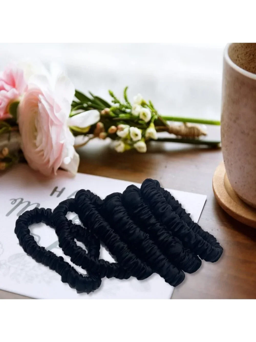 6 Pcs 100% Pure Mulberry Silk Hair Scrunchies Set | No Damage Hair Ties